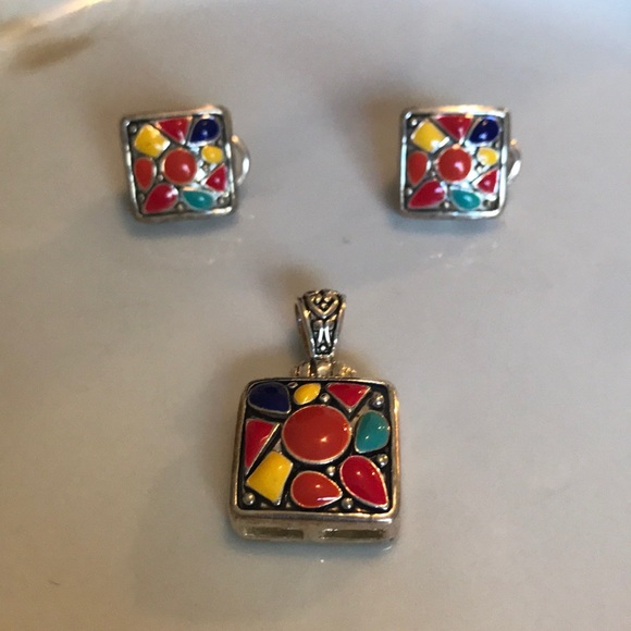 Vintage MX Mexico silver plated earrings pendant - Picture 2 of 6